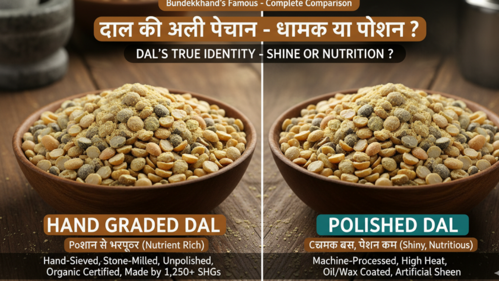 Hand Graded Dal vs Polished Dal